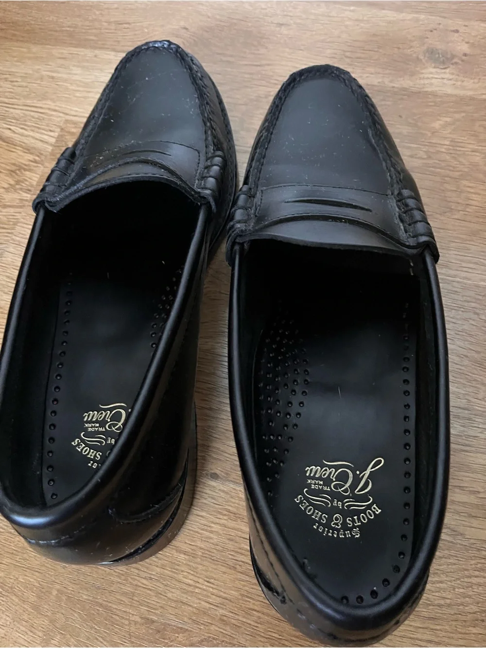 J. Crew Black Leather Penny Loafers for Men - Size 8.5